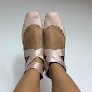 GENUINE LEATHER BABY PINK STRAPPY BALLET FLATS
